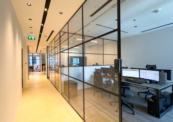 Glass Wall Hallway Open Offices
